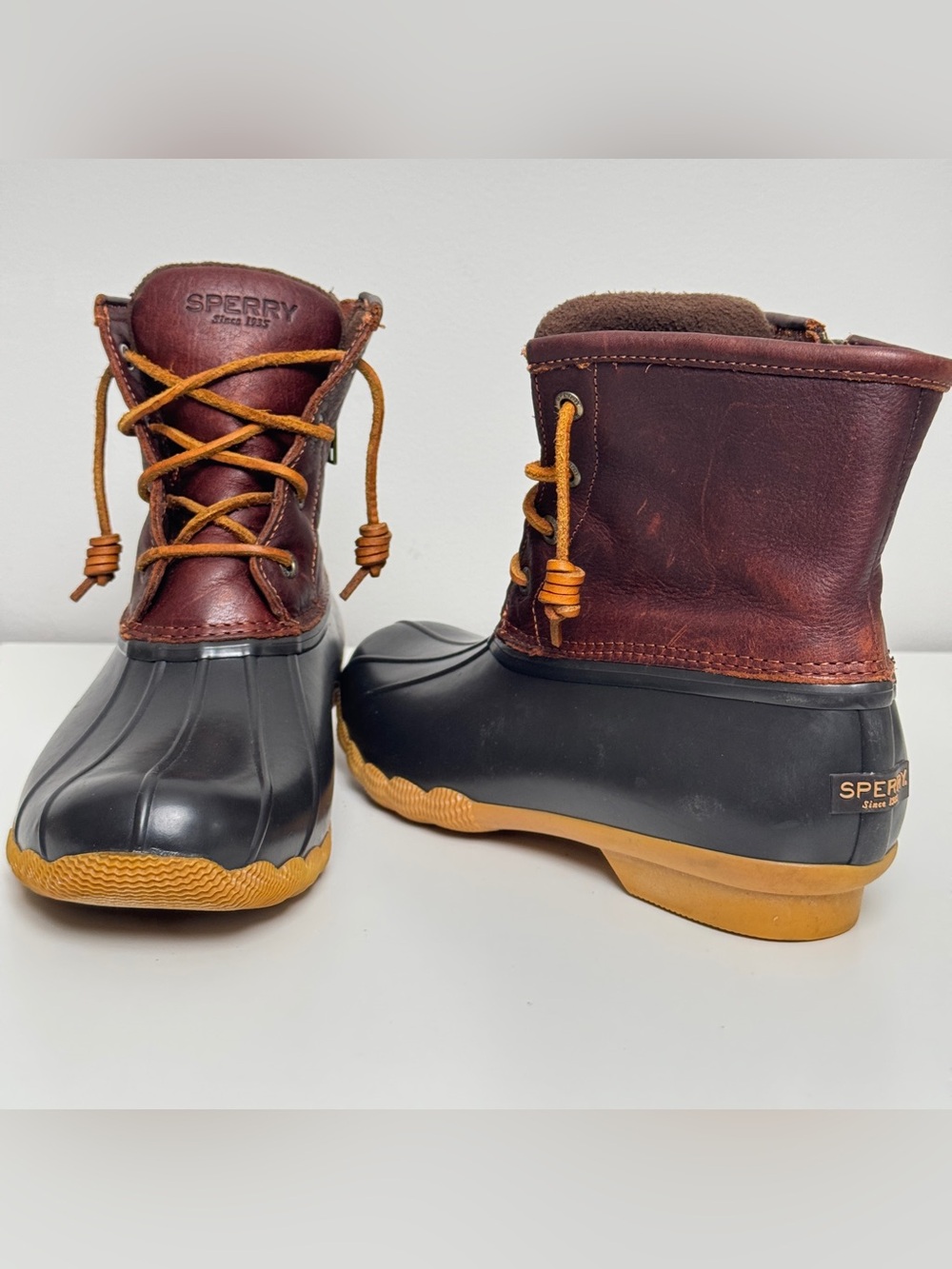 Sperry Saltwater Duck Boots STS91176 Brown Leather Waterproof 8M